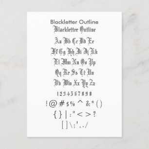 Blackletter-kontur - Zazzle-teckensnittsexempel La Vykort