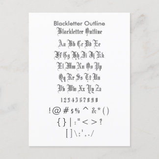 Blackletter-kontur - Zazzle-teckensnittsexempel La Vykort