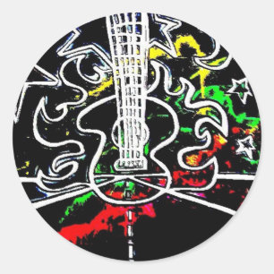 Blacklight/flammande gitarr för neonstänk på runt klistermärke
