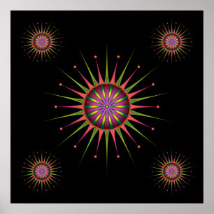 Blacklight Flower Poster
