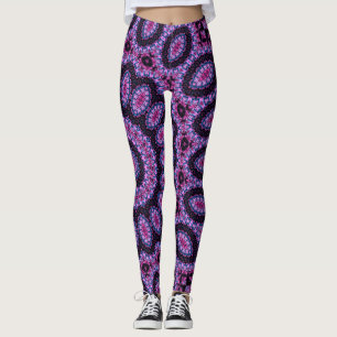 Blacklight för neonrosaglöd hänförd Mandala Leggings