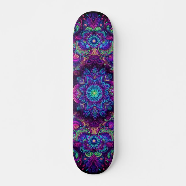 Blacklight Graffiti Mönster Mini Skateboard Bräda 18,5 Cm (Framsida)