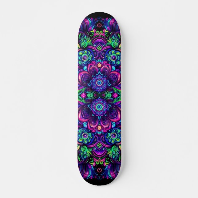 Blacklight Graffiti Mönster Skateboard (Framsida)