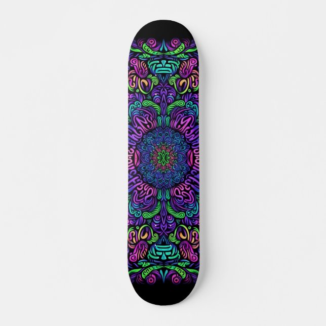 Blacklight Graffiti Mönster Skateboard (Framsida)