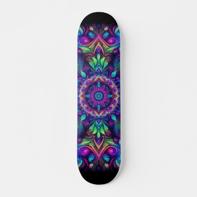 Blacklight Graffiti Mönster Skateboard (Framsida)