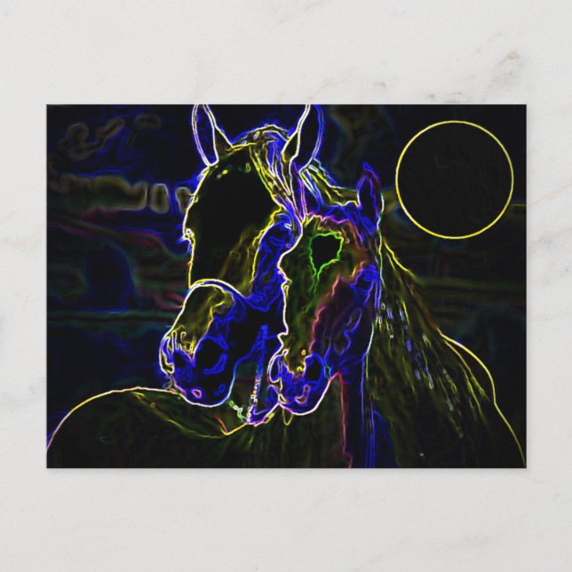 Blacklight Horses Vykort (Framsida)