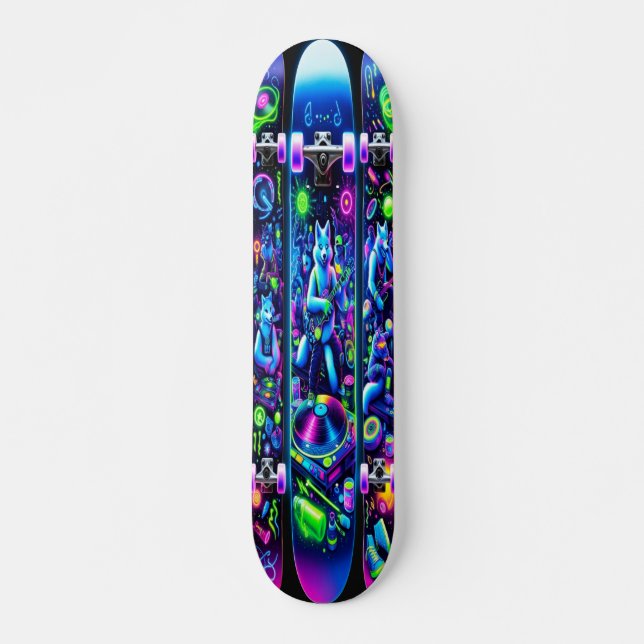 Blacklight Party Groove Mini Skateboard Bräda 18,5 Cm (Framsida)