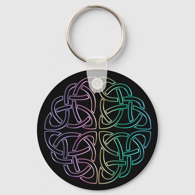 Blacklight Rainbow Celtic Knot Keychain Nyckelring (Framsida)