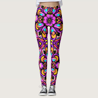 Blacklight Stil Neon Vild Flowers Leggings
