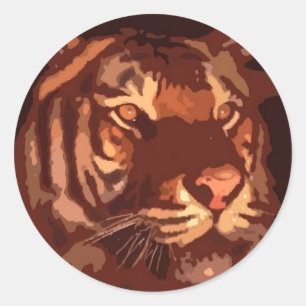 Blacklight Tiger Ansikte Runt Klistermärke