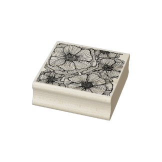 Blackline Flower Rubber Frimärke Stämpel