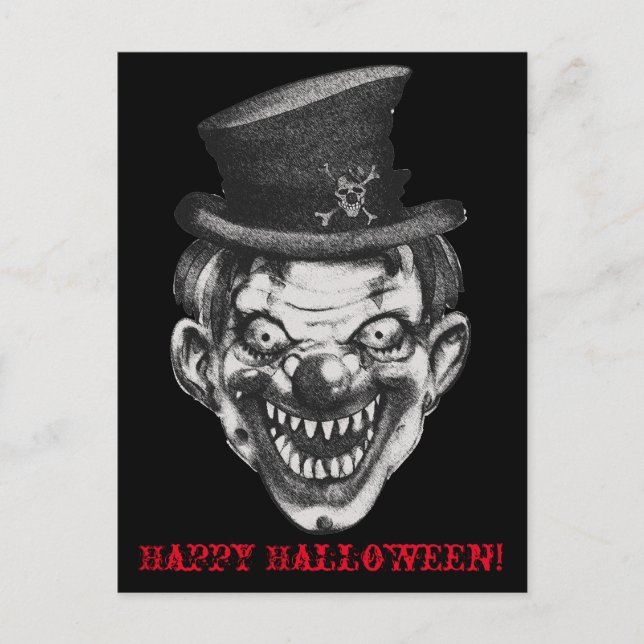 BlackLines Horror Lycklig Teth Clown Postcard Vykort (Framsida)