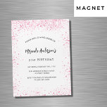 Bläcklyx för den vita rosa glitter-miniatyrlyxen magnetisk inbjudningskort<br><div class="desc">För elegant 21:a födelsedag (eller någon annan ålder). En vit snyggt bakgrund. Dekorerad med rosa faux glitter,  gnistor. Anpassa och lägg till information om namn,  ålder och party. Namn är skrivet med ett handskript i stil</div>