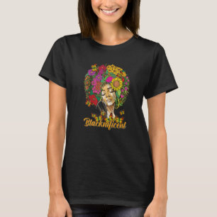 Blacknificent Blommigt Afro Hair Butterfly African T Shirt