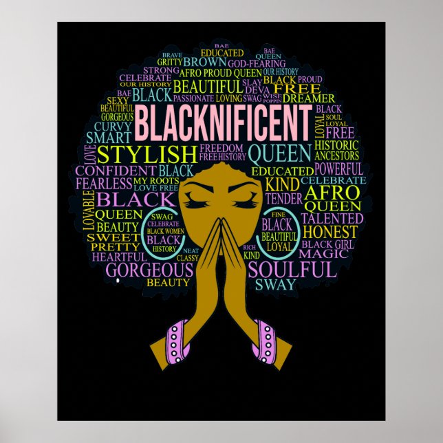 Blacknificient Black Praying Queen Melanin Sista Poster (Framsidan)