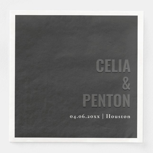 Blackout Minimalist Modern Wedding Napkin Pappersservett (Framsida)
