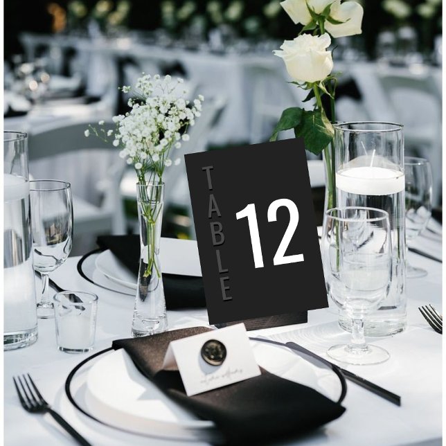 Blackout Minimalist Modern Wedding Table Card Bordsnummer (Skapare uppladdad)