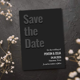 Blackout Minimalist Wedding Save the Date Card Inbjudningar