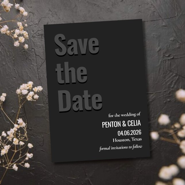 Blackout Minimalist Wedding Save the Date Card Inbjudningar (Skapare uppladdad)