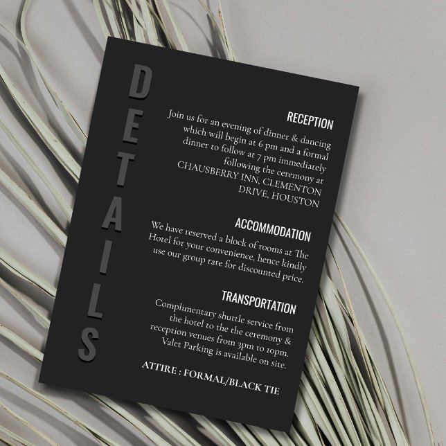 Blackout Minimalist Wedding Tilläggskort (Skapare uppladdad)