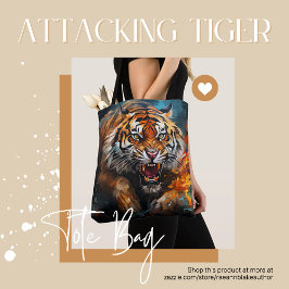 Bläckpatronen för Jungle Attacking Tiger Tote Bag Tygkasse