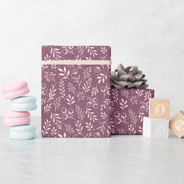 Bläckplommon från Botaniskt Mönster - Papper uppru Presentpapper (Baby Shower)