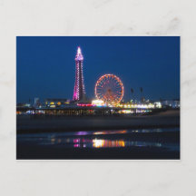 Blackpool Beach Ljus på natten