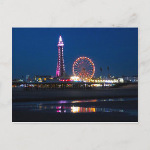 Blackpool Beach Ljus på natten Vykort