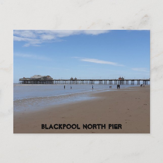 Blackpool Beach & North Pier Vykort (Framsida)