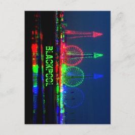 Blackpool Beach på Nattplats, Röd, Grönt och Blå Vykort