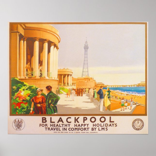 Blackpool British Railways LMS Vintage resor Poster (Framsidan)