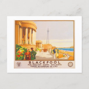 Blackpool British Railways LMS Vintage Travel Vykort