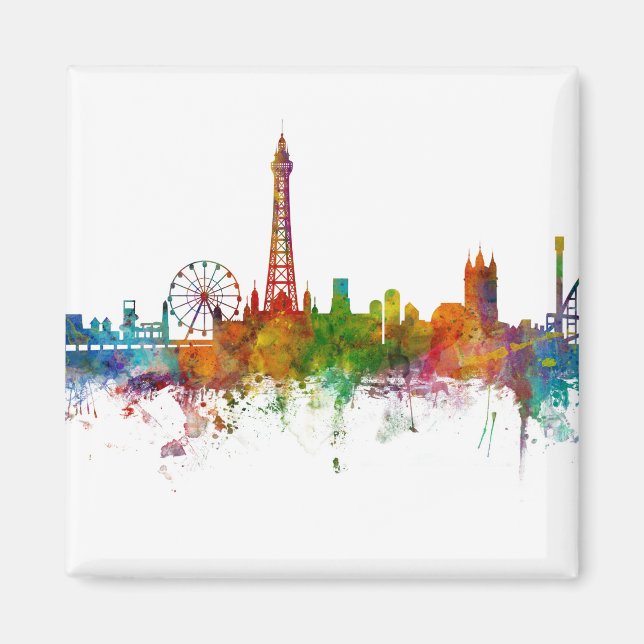 Blackpool England Skyline Magnet (Framsidan)