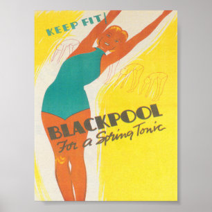 Blackpool England Vintage resor Poster