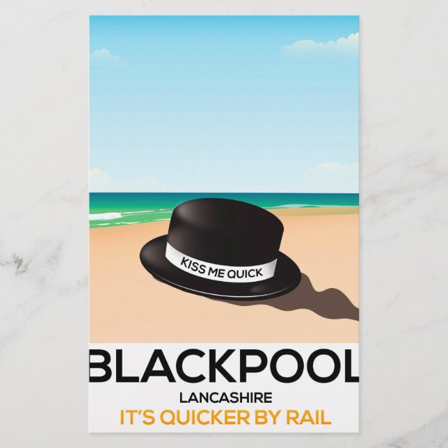 Blackpool "kyss mig fort" hatt reseruta affisch brevpapper (Framsida)