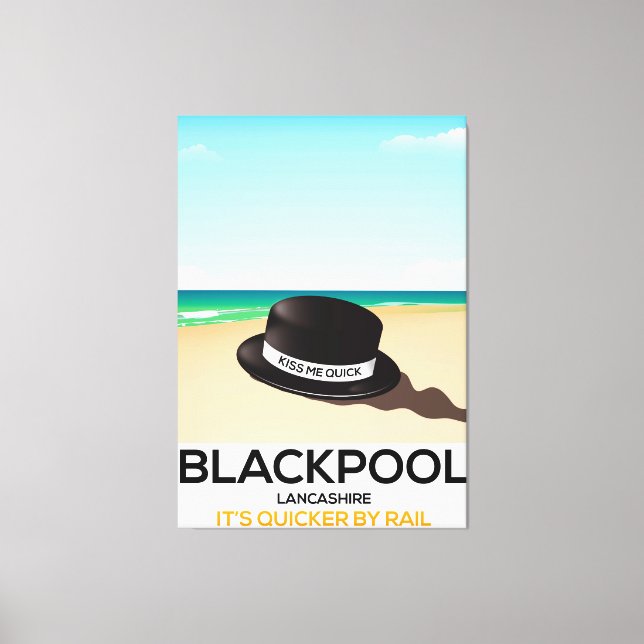 Blackpool "kyss mig fort" hatt reseruta affisch canvastryck (Framsida)
