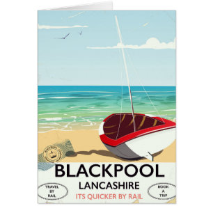 Blackpool,lancashire, järnväg poster hälsningskort
