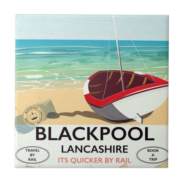 Blackpool, Lancashire, järnvägsposter Kakelplatta (Framsidan)