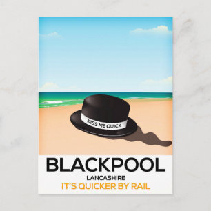 Blackpool "pussa mig fort" som reser tåg poster vykort