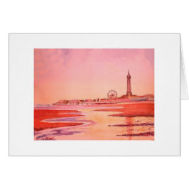 Blackpool torn och Seafront. Hälsningskort