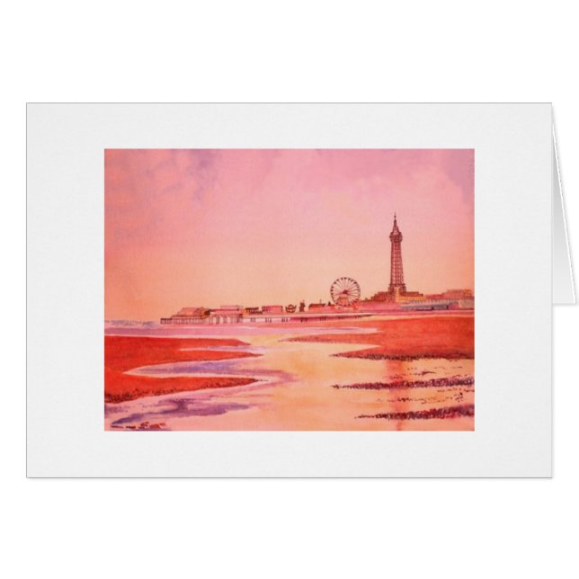 Blackpool torn och Seafront. Hälsningskort (Framsidan Horizontal)