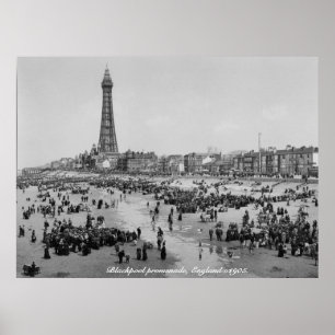 Blackpool torn & promenad, England c 1905 Poster