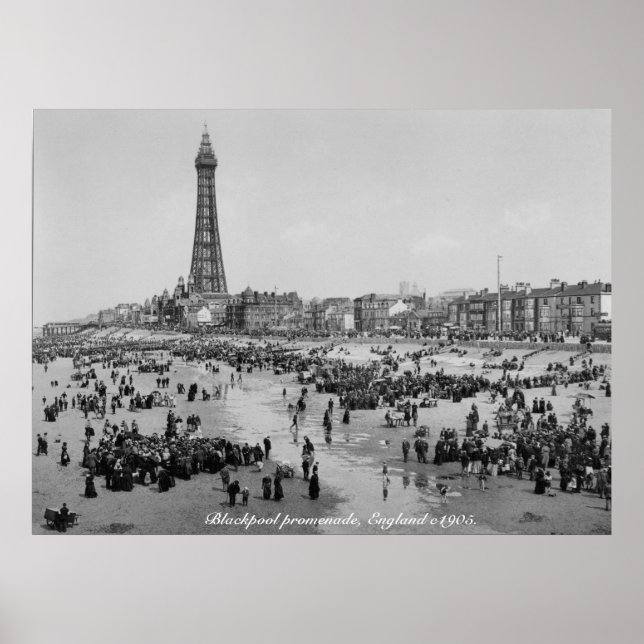 Blackpool Torn & propromenane, England c 1905 Poster (Framsidan)