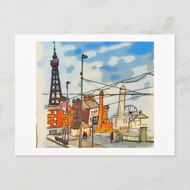 Blackpool Torn Seaside Vykort (Framsida)