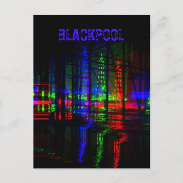 Blackpool Torn vatten Reflection, Red, Grönt, blue Vykort (Framsida)