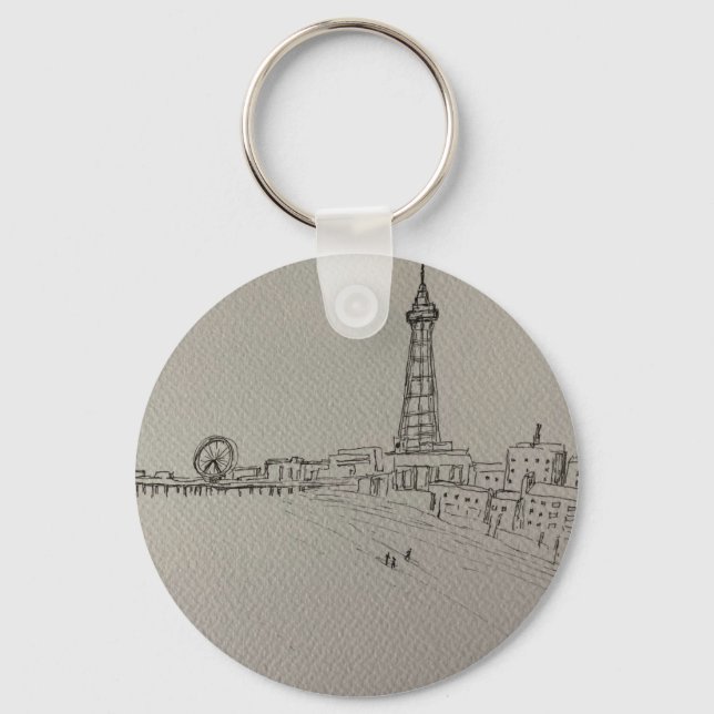 Blackpool Tower Original Konst  Nyckelring (Framsida)