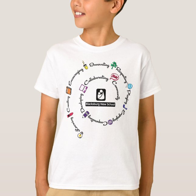 Blacksburg New School Färg Spiral T-shirt - Ungdom (Framsida)