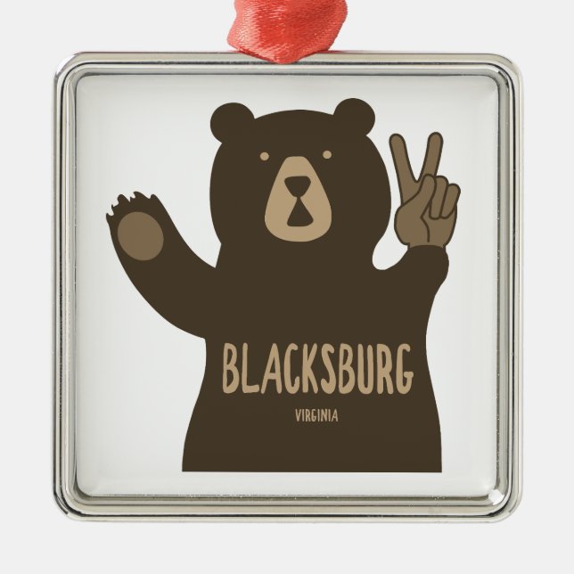 Blacksburg Virginia Peace Bear Julgransprydnad Metall (Framsidan)