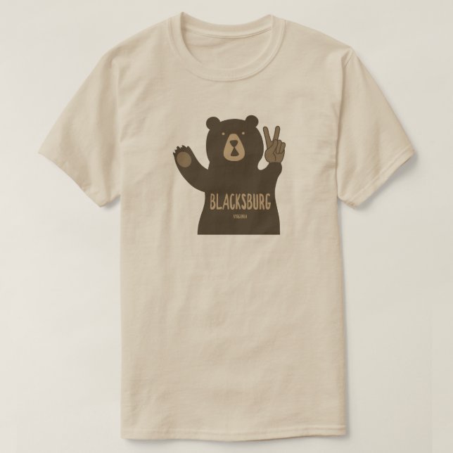 Blacksburg Virginia Peace Bear T Shirt (Design framsida)