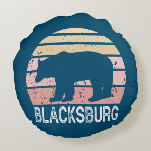 Blacksburg Virginia Retro Bear Rund Kudde